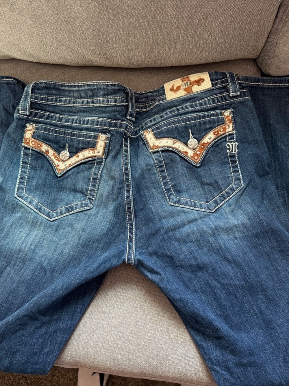 Miss Me Blue Bootcut Jeans with Embellished Back Pockets